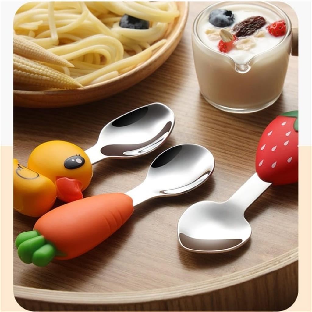 JM0070 Sendok Garpu Set Corn Strawberry Spoon Fork SD TK Balita Batita Baby Spoon BLW Mpasi Lucu Alat Makan Cantik