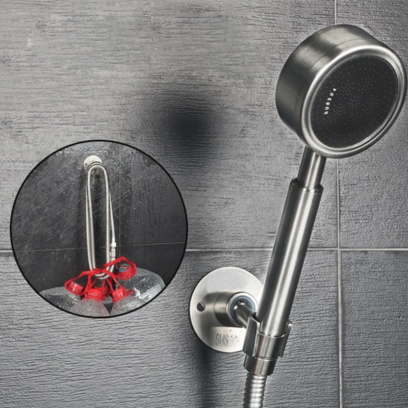 Stainless Steel Kamar Mandi Mudah Menginstal Shower Head Holder Dengan Sekrup Braket Shower Heavy Duty Tahan Lama360°Holder Kepala Shower Genggam Adjustable Holder Kepala Shower Universal