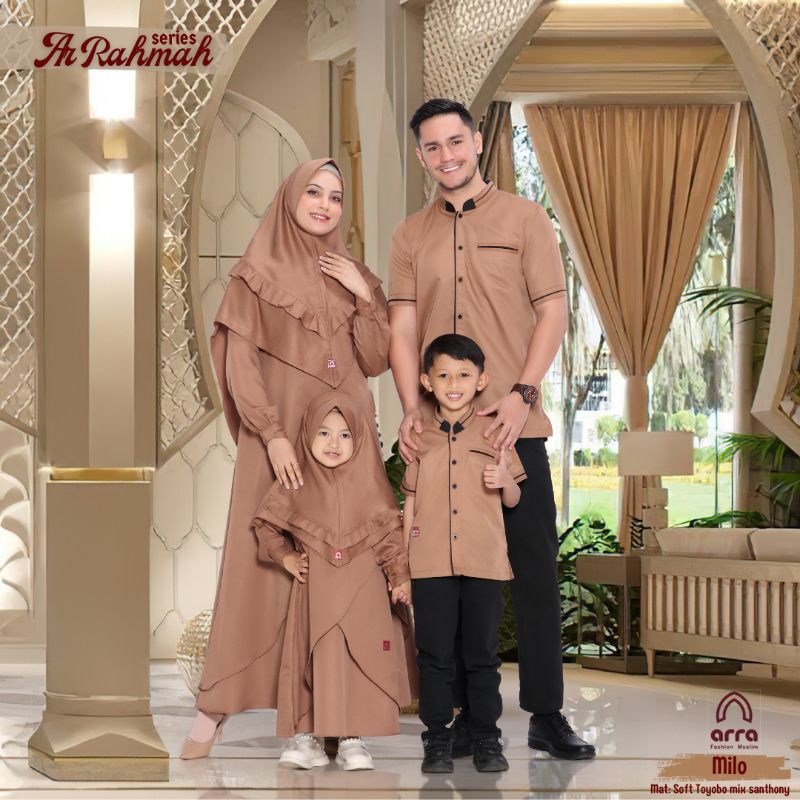 Gamis Sarimbit Keluarga Ayah Ibu Anak Series Ar Rahmah Warna Milo Original Premium Arra Sarimbit Cou