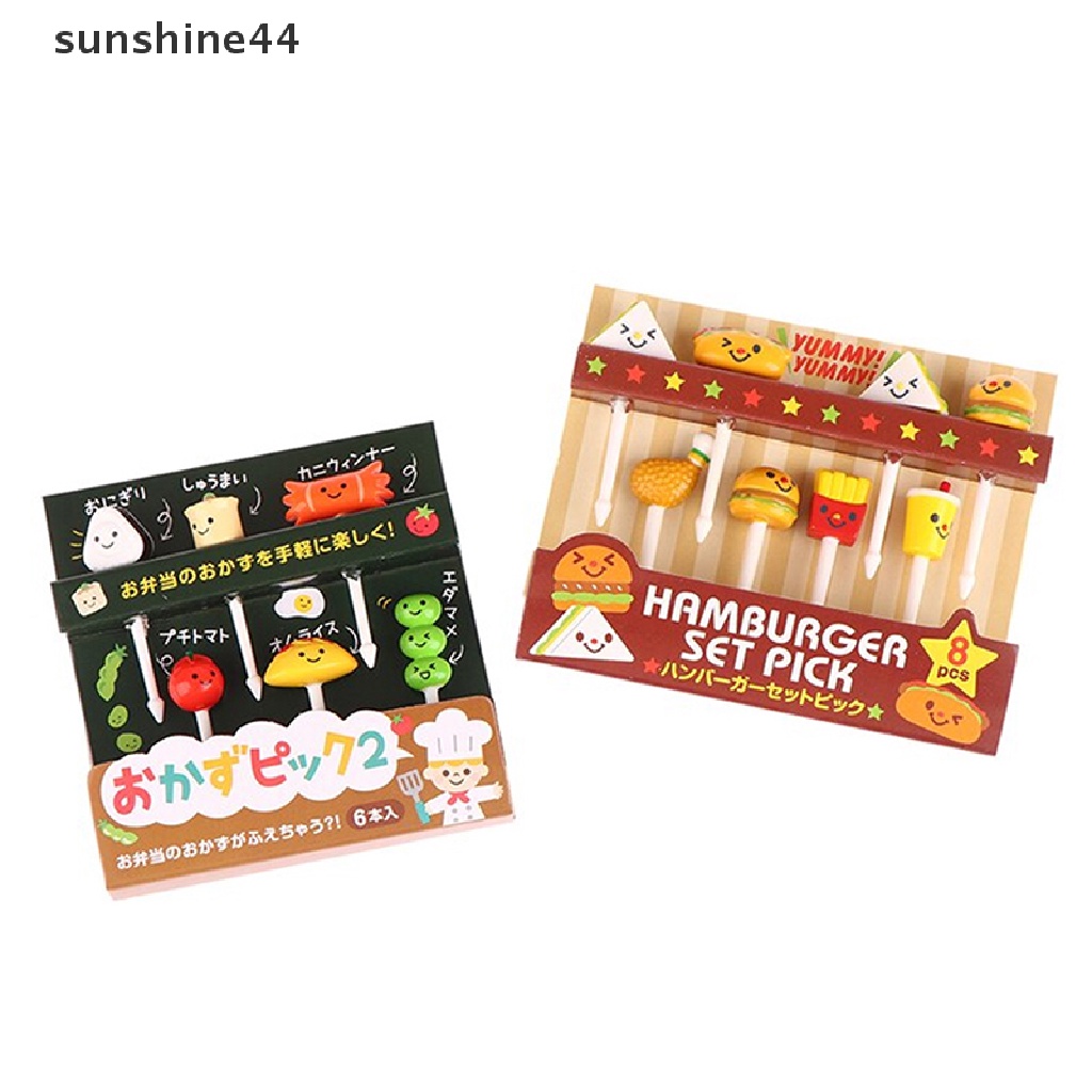 Sunshine Garpu Buah Anak Lunch Box Semangka Mini Plastik Dessert Pastry Anak Snack Garpu Set Kecil Lucu Dessert Kue Forks ID