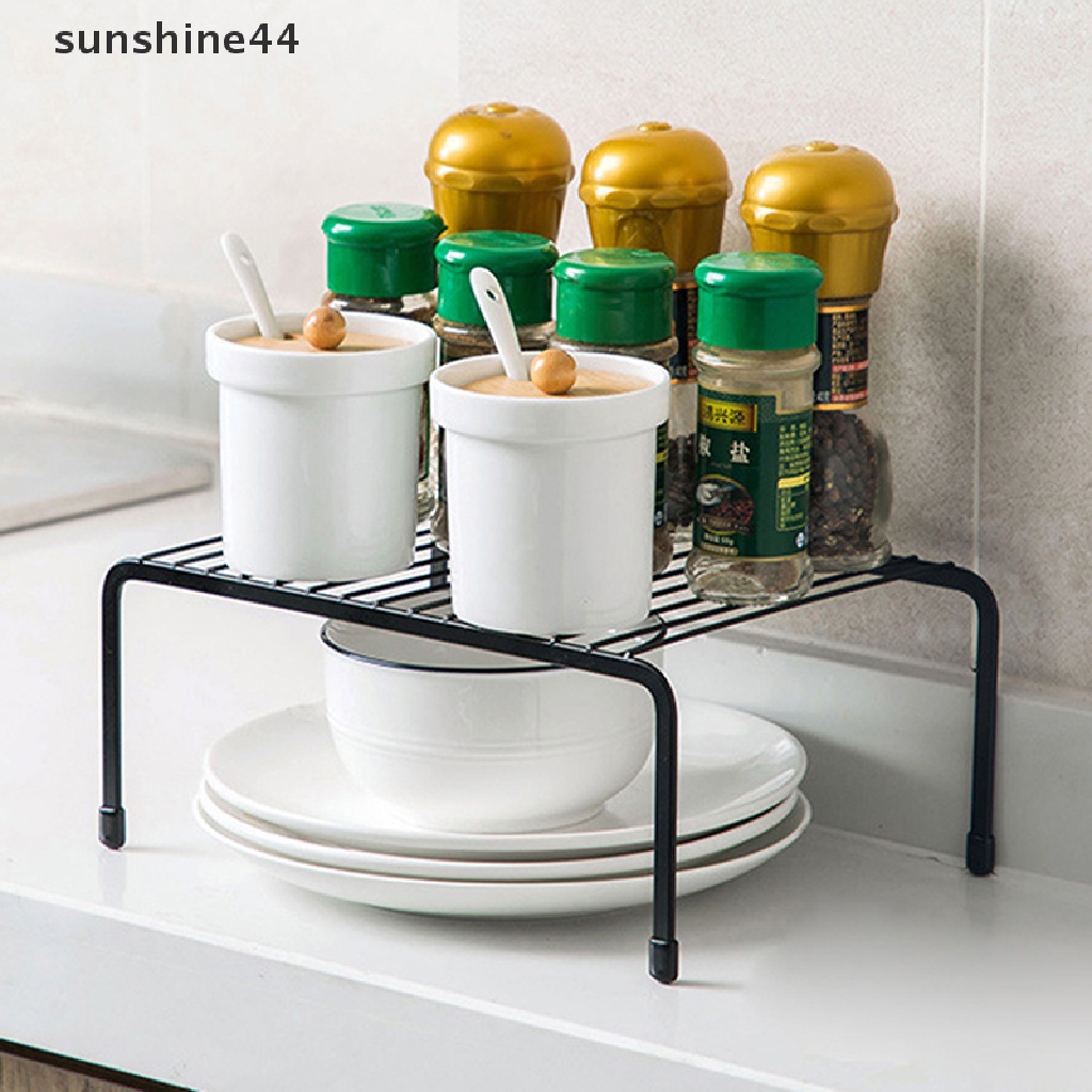 Sunshine Rak Penyimpanan Dapur Besi Rak Lemari Rak Pengering Piring Tempat Toples Bumbu Tempat Botol Bumbu Rak Bumbu Dapur Organizer ID