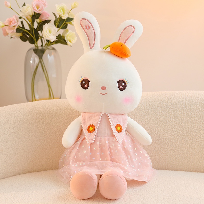 40/65cm Sweetheart Rabbit Plush Toy Little White Rabbit Bantal Tidur Kain Boneka Gadis Lucu