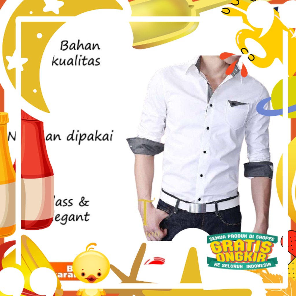 Kemeja Pria Formal Laki-laki Berkualitas Oversize Baju Atasan Import U0E5 Tebal Distro Lengan Panjan