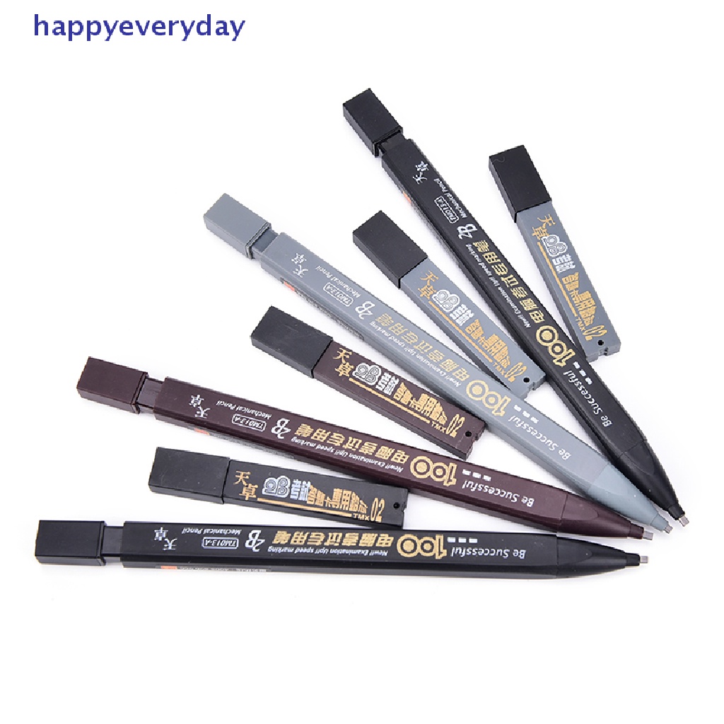 [happy] 2b Black Lead Holder Ujian Pensil Mekanik Dengan Lead Refill Set Perlengkapan Kantor [ID]