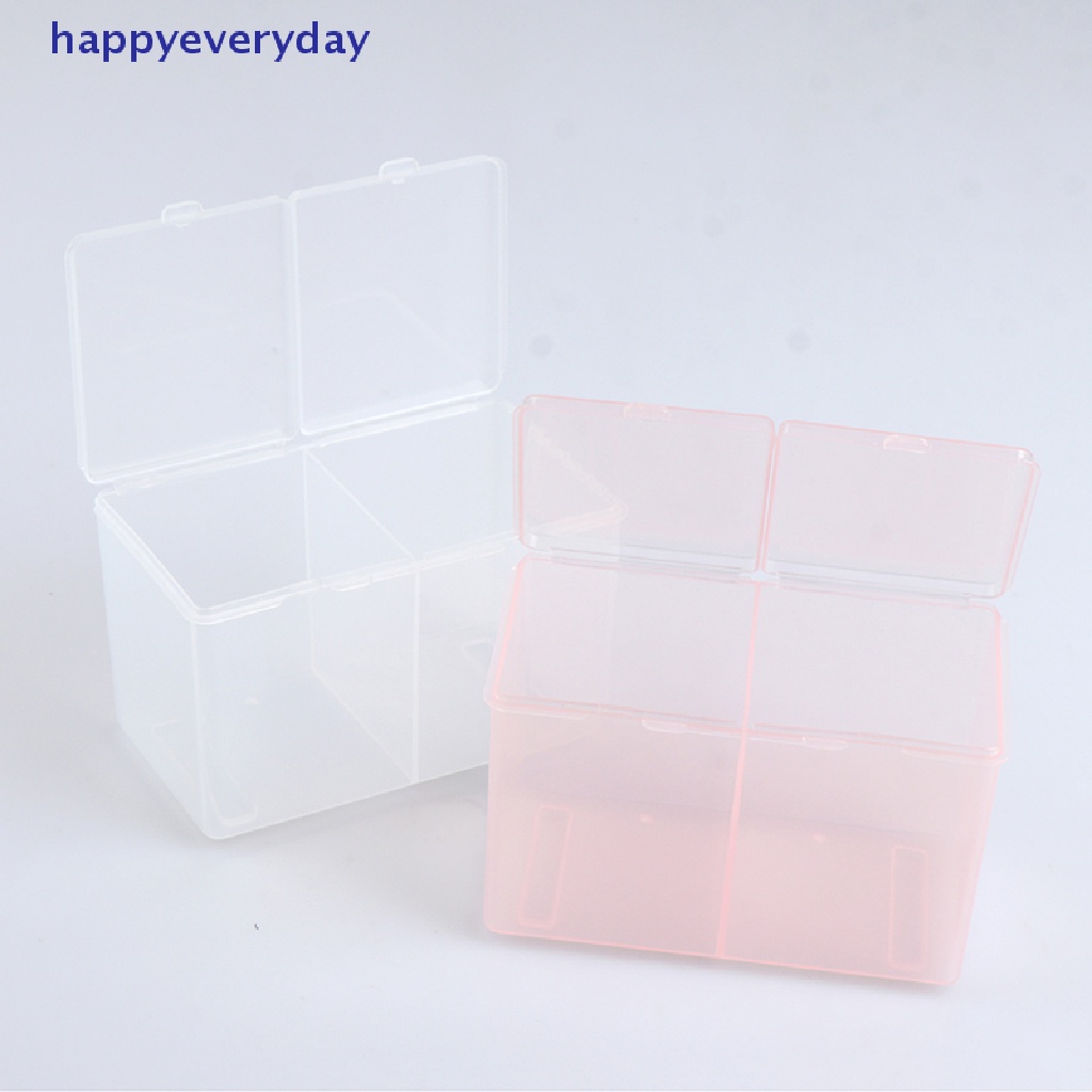 [happy] Twin Well Empty Grids Portable Tempat Penyimpanan Lap Bantalan Wadah Kapas Swab [ID]