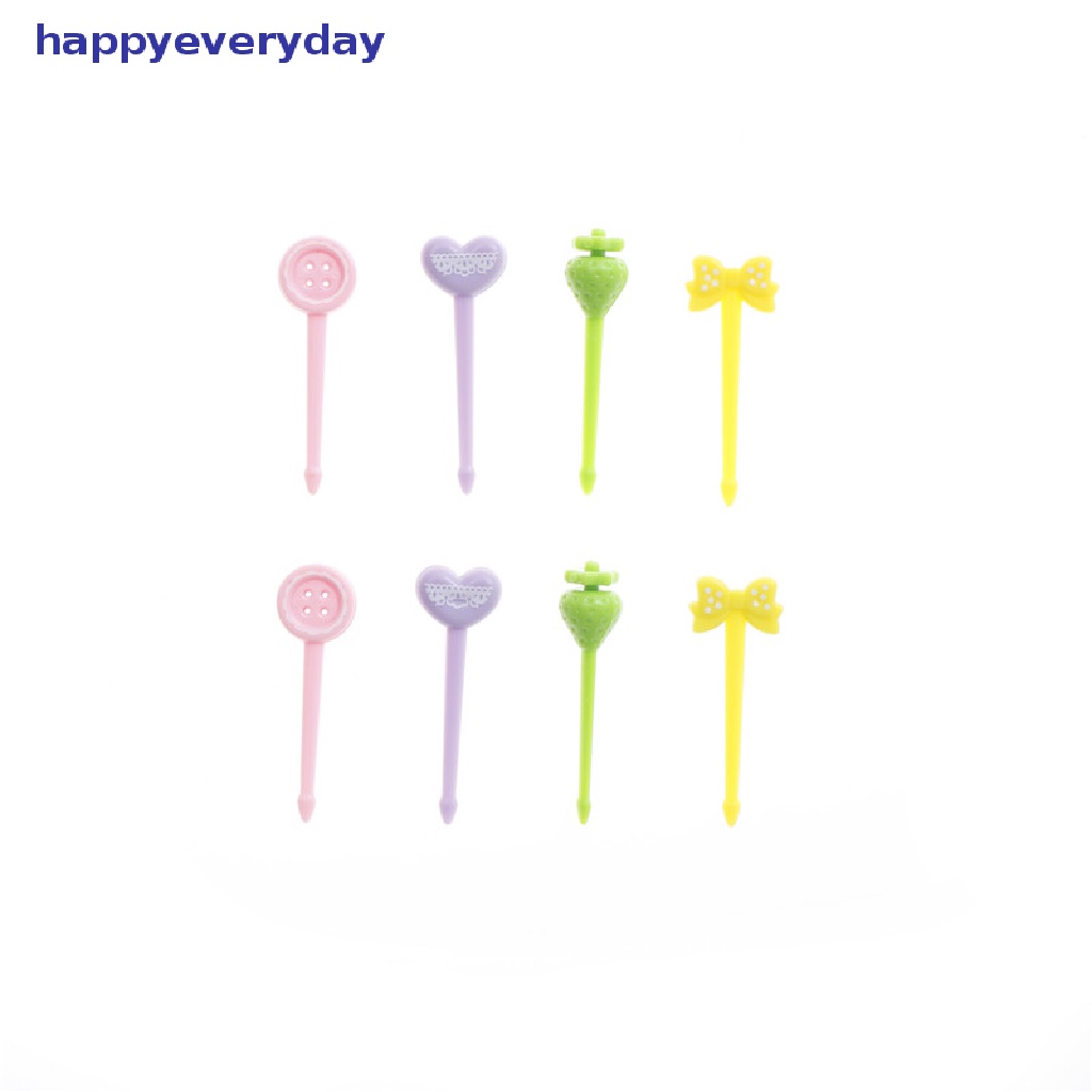 [happy] 8pcs Garpu Kue Permen Warna Mini Fruit Snack Dessert Fork Untuk Pesta Fruit Pick Decor [ID]