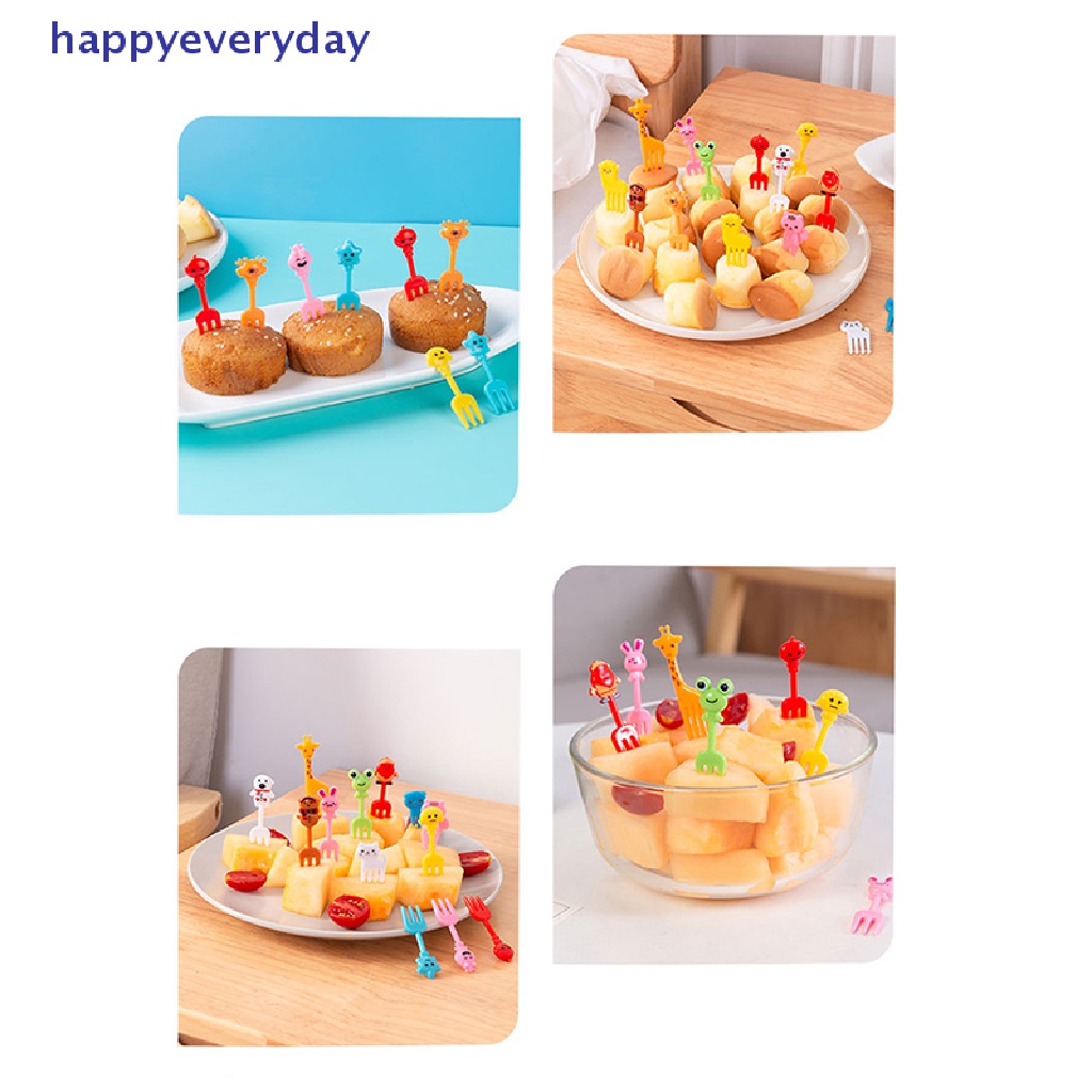 [happy] Kartun Buah Garpu Set Pesta Prasmanan Dessert Makanan Cocktail Sandwich Bento Stick [ID]