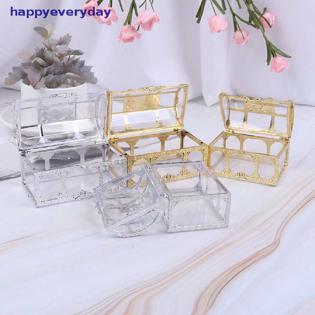 [happy] 1pc Portable Candy Hollow Gold Silver Treasure Chest Case Organizer Kotak Penyimpanan [ID]