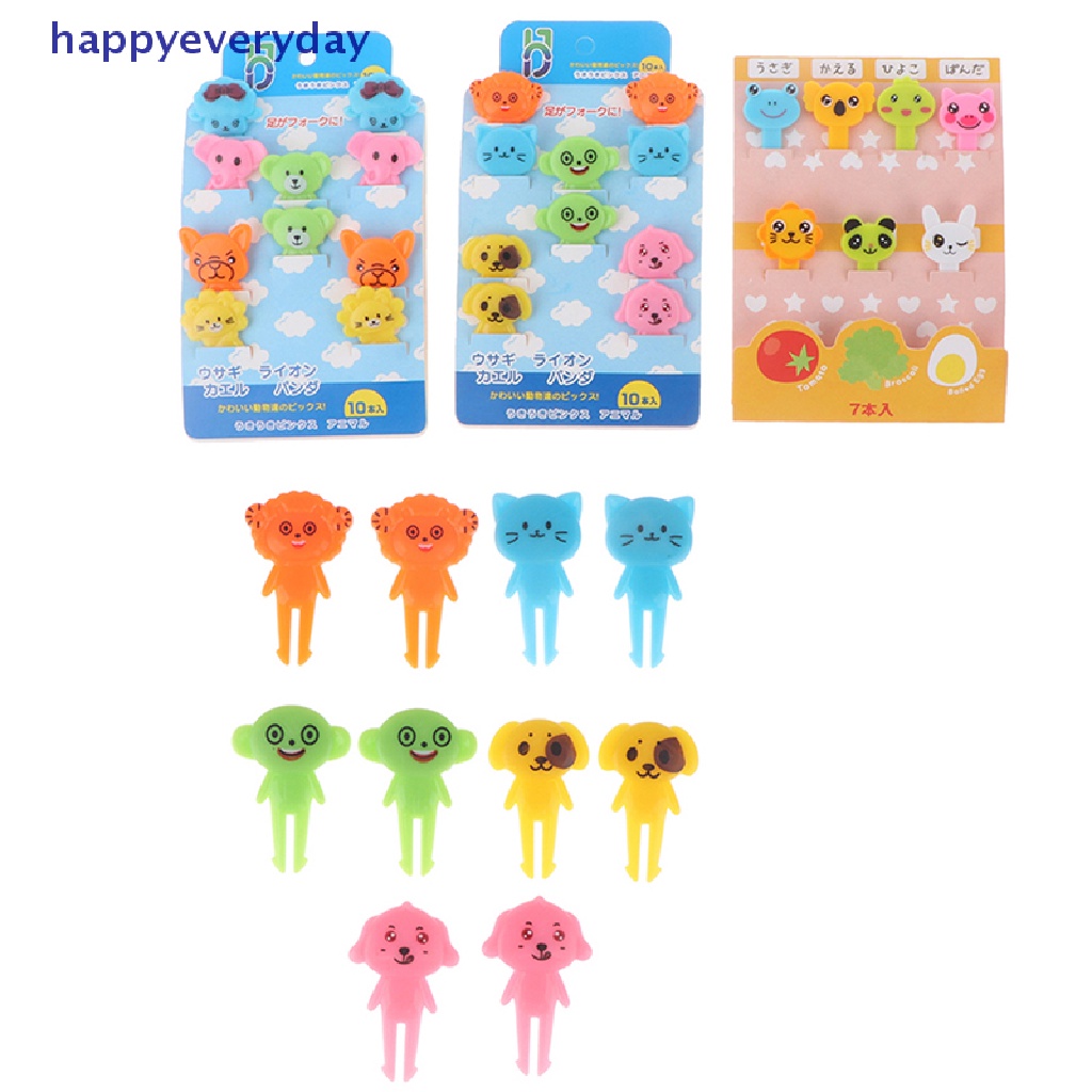 [happy] 7per8/10pcs Kartun Mini Garpu Buah Animal Farm Mini Cartoon Fruit Fork Garpu Makanan [ID]