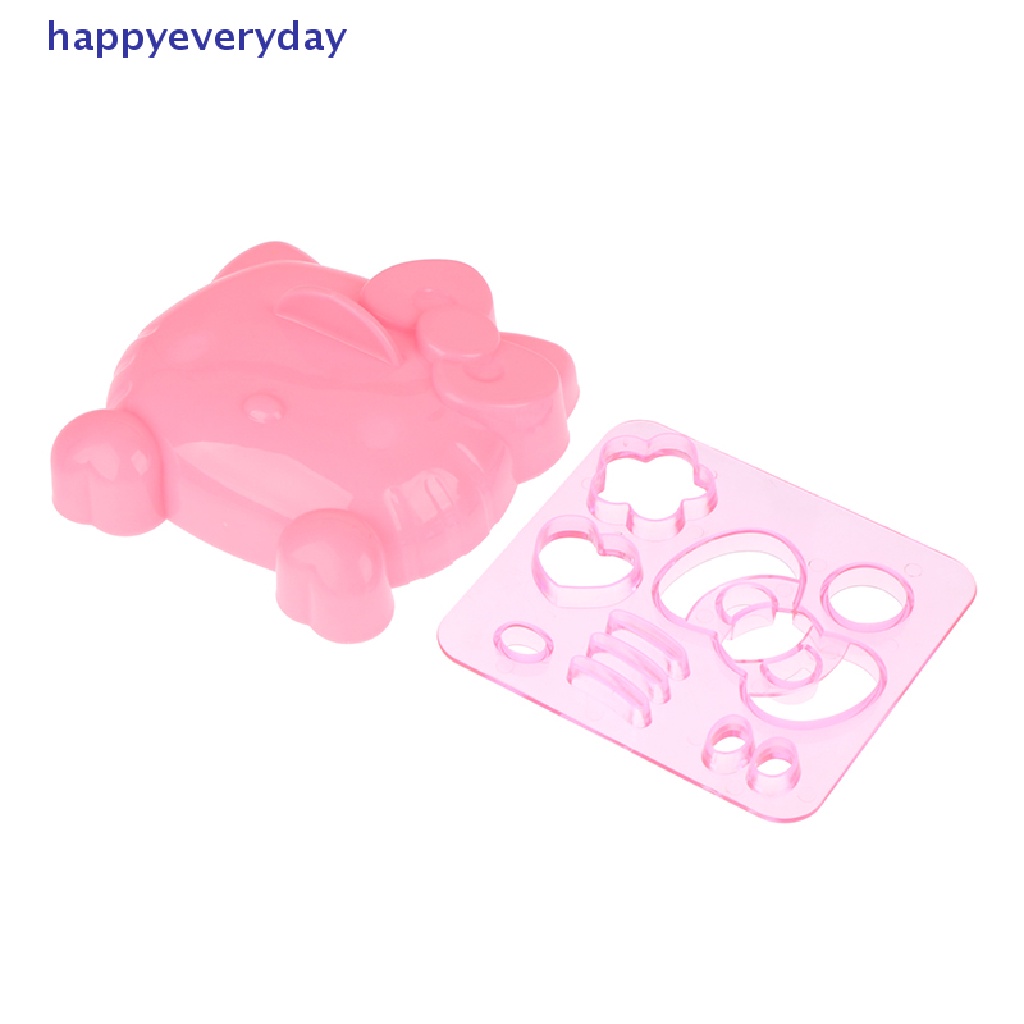 [happy] 1set Kartun KT Bentuk Kucing Silikon Rice Ball Mold Bento Emboss Molds DIY Tool [ID]