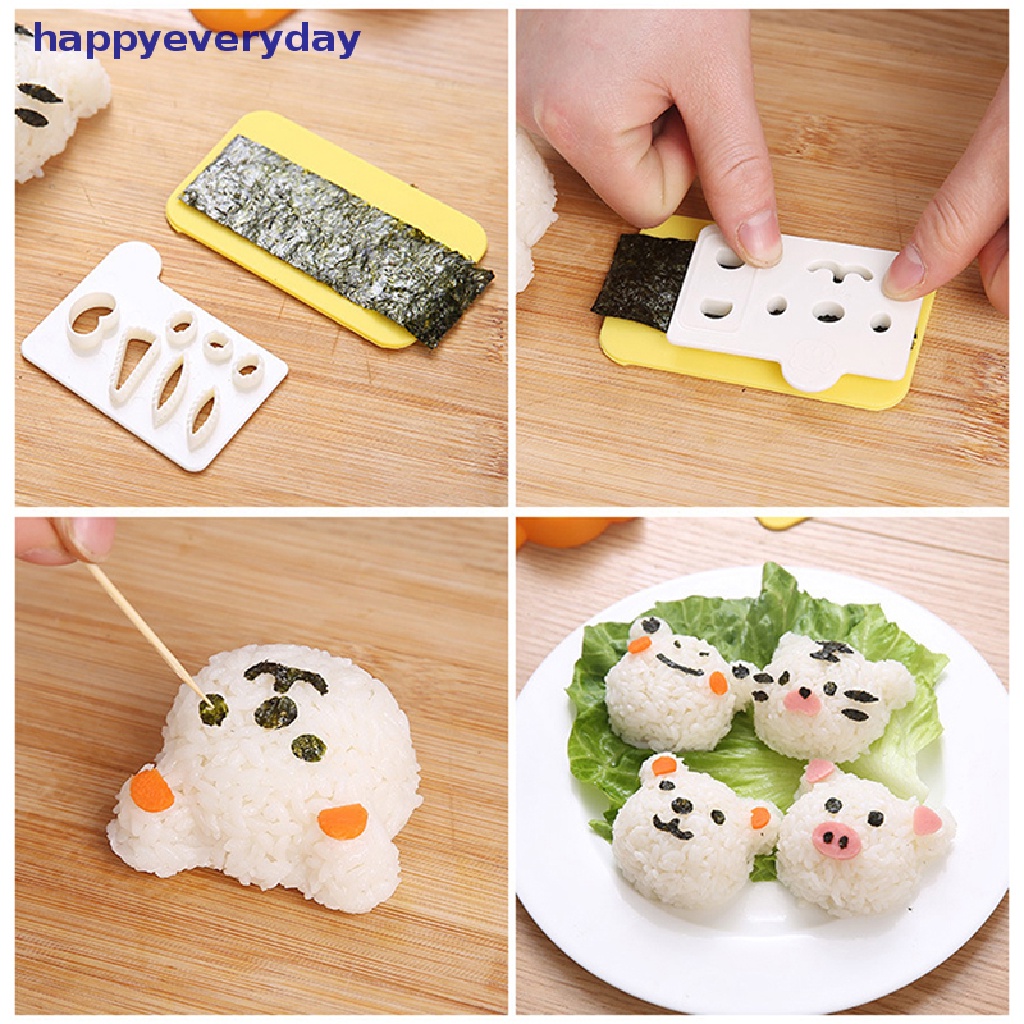 [happy] 1set DIY Cute Little Bear Rice Ball Cetakan Bento Sushi Nori Rice Mold Decor [ID]