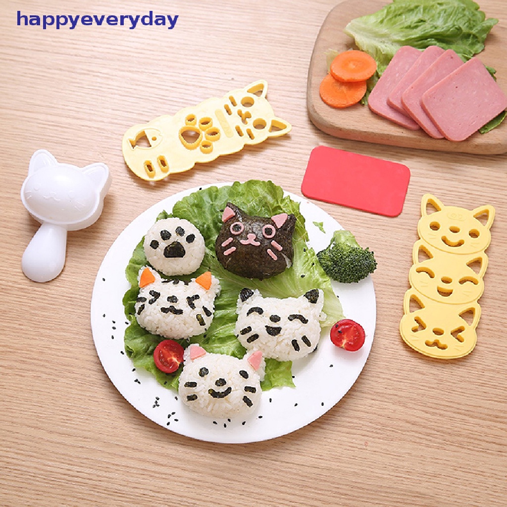 [happy] 1set Cetakan Bola Nasi Kecil Set Motif Kucing Indah DIY Sushi Bento Rice Mold DIY Alat Dapur Rice Ball Maker Sushi Mold Kit Untuk Bekal Bento Aksesoris [ID]