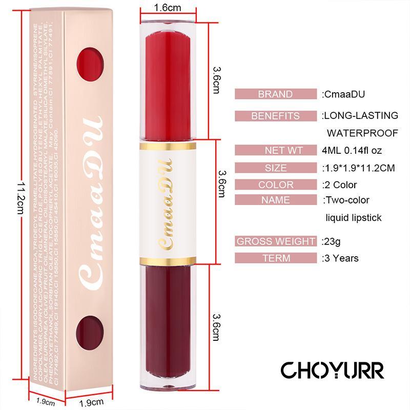 【COD】CammDu 2 in 1 Lipstik Two Colors Liquid Lipstick Waterproof Long Lasting -CH