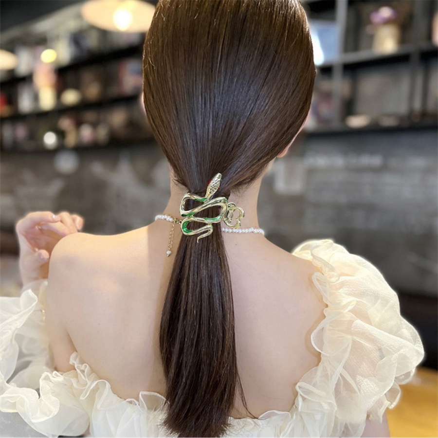 Logam Klip Rambut Berbentuk Ular Hair Claw Woman Ponytail Holder Aksesoris Rambut