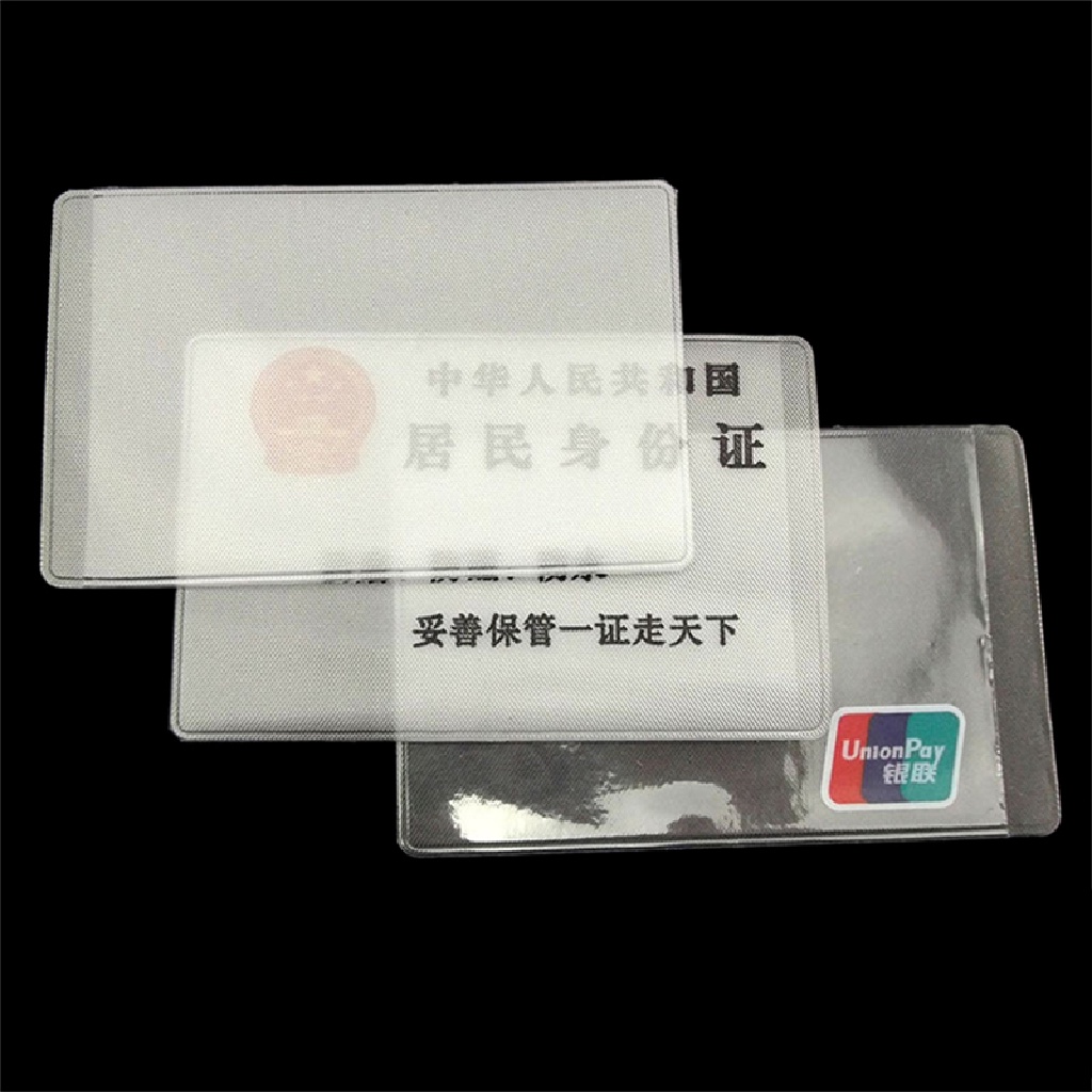 [HeavenDenotation] 10pcs PVC Tempat Kartu Kredit Melindungi ID Card Name Card Cover Bening Frosted HDV