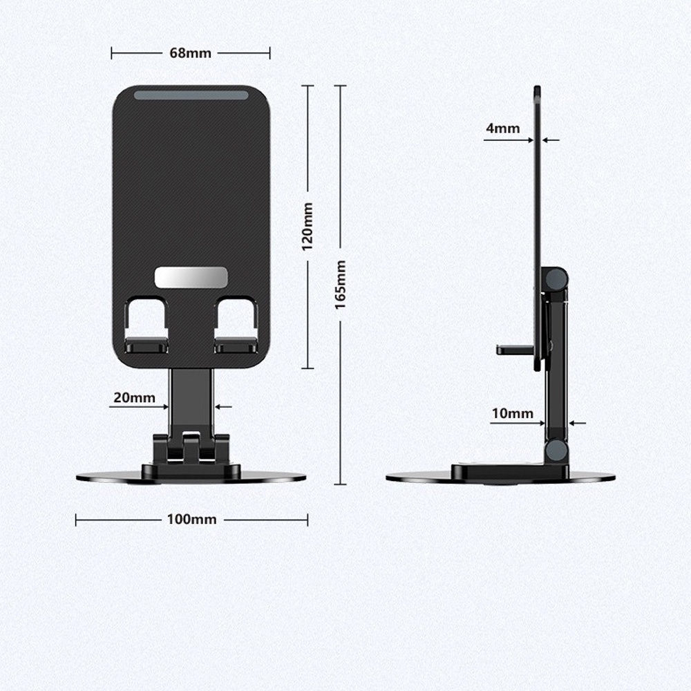 Rotating Flat Aluminium Alloy Bracket Braket Dekompresi Tablet Desktop Portabel Dapat Dilipat Braket Ponsel Berputar 360derajat