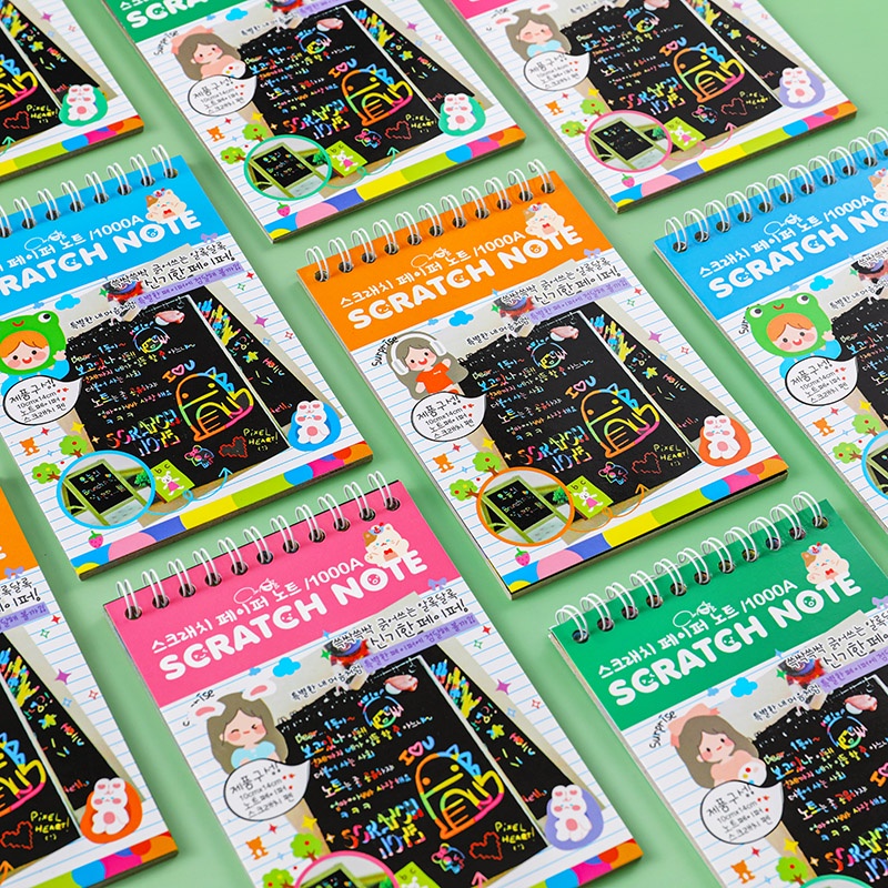 10 Lembar Kreatif Menggambar Buku Goresan Anak-Anak Graffiti Painting Scratch Pad Dengan Pena Bambu