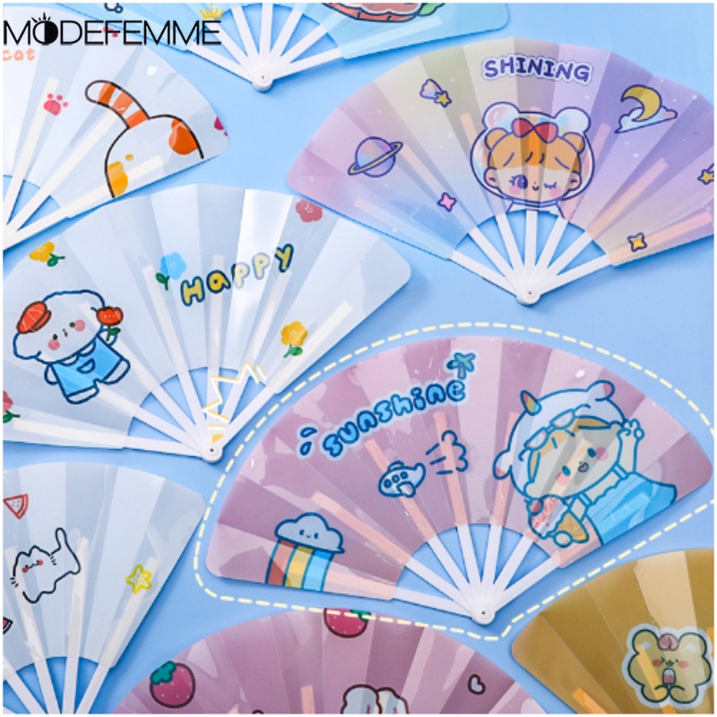 Fotografi Properti Dekoratif Kartun Kerajinan Tangan Kipas Lipat Gadis Mendukung Hadiah Souvenir Alat Pendingin Musim Panas Yang Effortless Comfort Grip Plastic Hand Fan