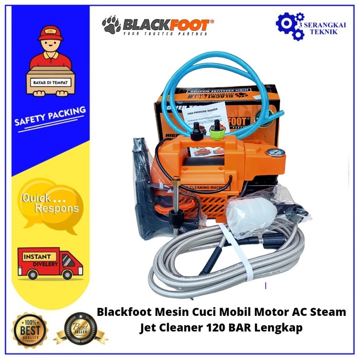 Blackfoot Mesin Cuci Mobil Motor AC Steam Jet Cleaner 120 BAR Lengkap