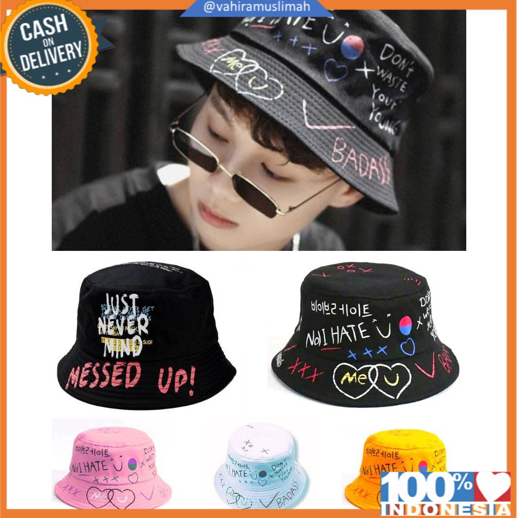 TOPI BUCKET DEWASA KOREA SABLON TOPI BUCKET MURAH bucket korean topi bucket bolak balik fisherman badas