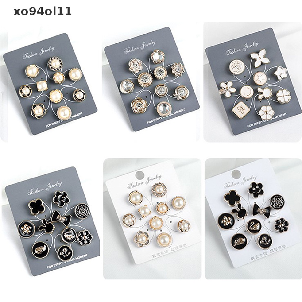 Xo 10Pcs/Set Lucu Praktis Anti-Silau Bros Dress Garis Leher Mutiara Pin Pakaian Fixe OL