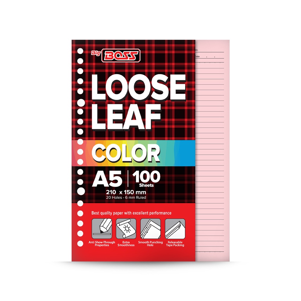 

BigBoss Loose Leaf A5 100 Lembar Pink - Kertas Binder