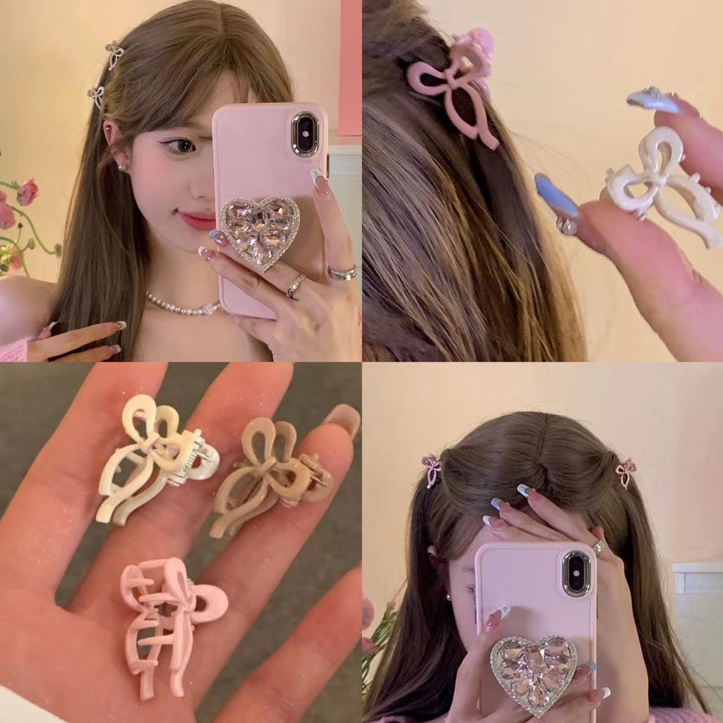 Pink Bow Hair Clip Female Terompet Grabbing Poni Clip Aksesoris Rambut Manis