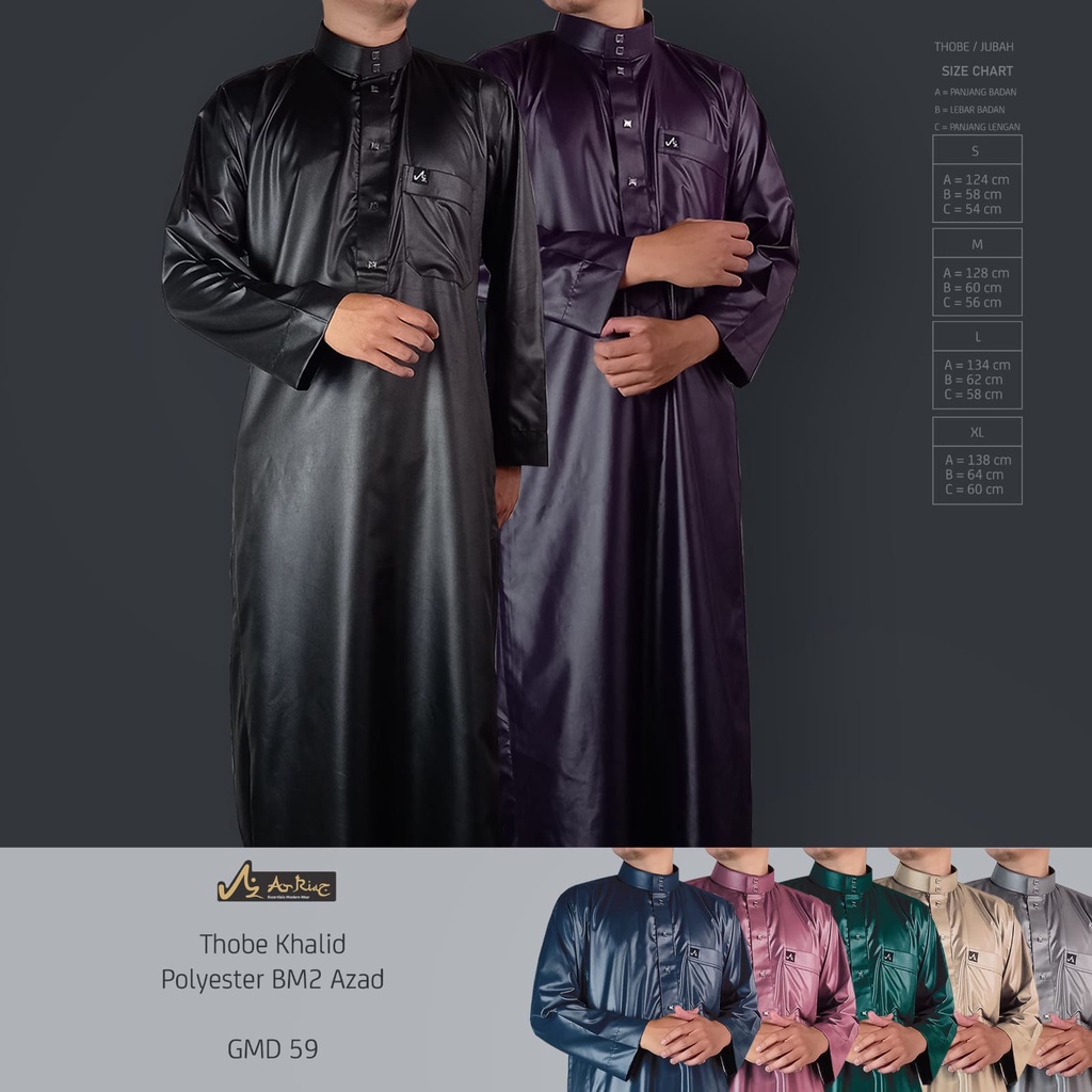 Jubah Pria Model Haramain Thobe  Premium Pria Polos Lengan Non Manset Bahan Polyester