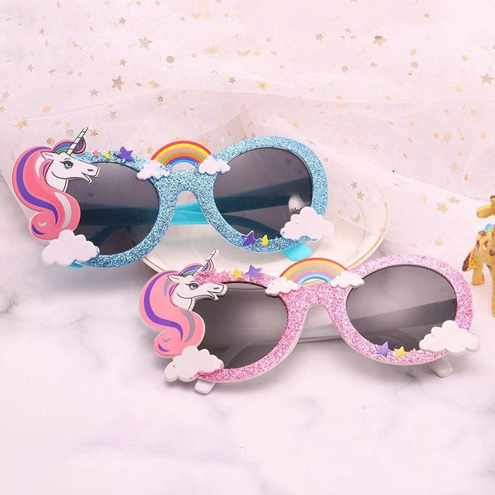 Mxbeauty Kacamata Anak Perempuan Unicorn Lucu Kartun Photograph Dekorasi Kacamata Mengkilap Transparan Gaya Korea Eyewear Dekorasi Pesta