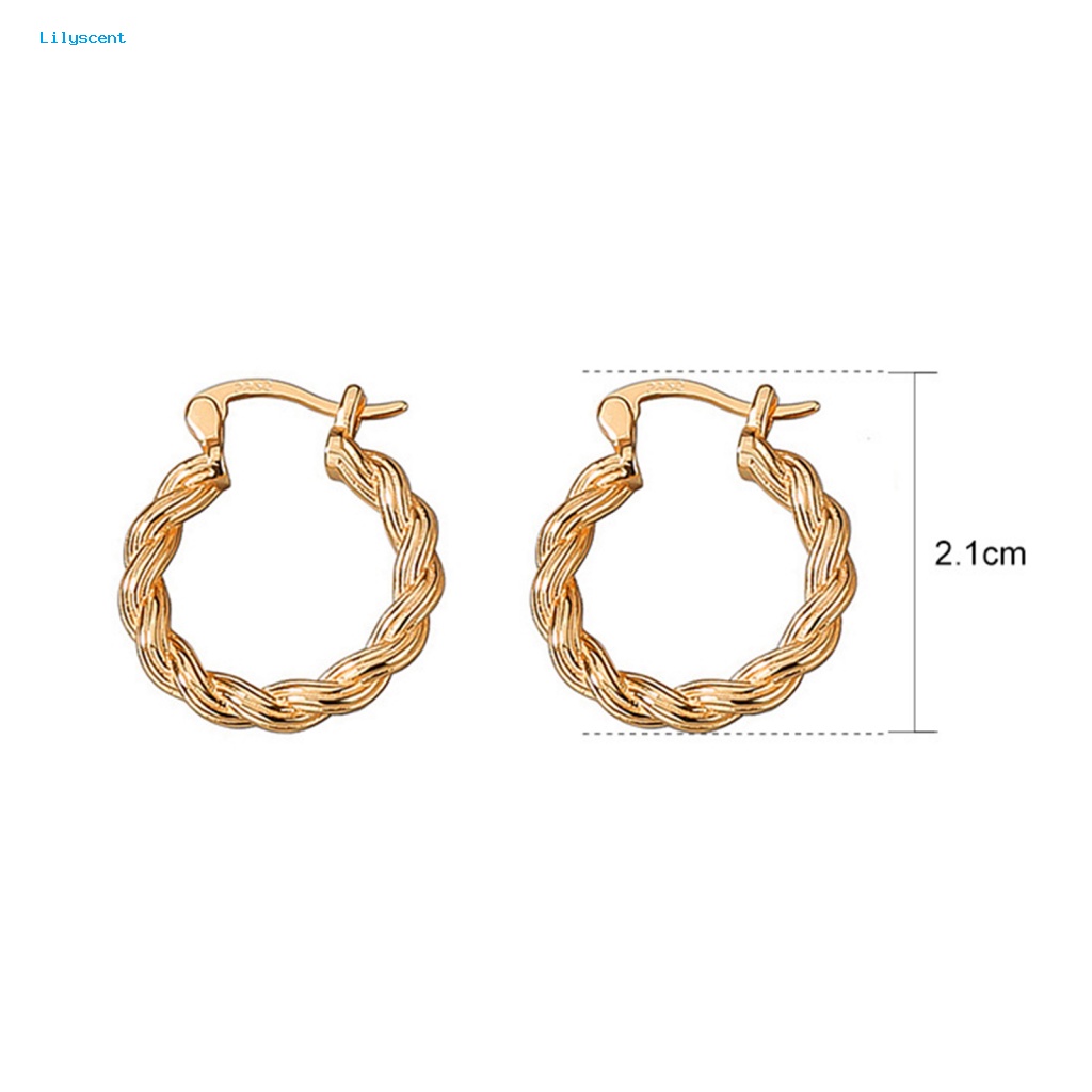 Lilyscent 1pasang Anting Pesta Ringan Perhiasan Aksesoris Vintage Braided Twist Circle Ear Clips Piercing