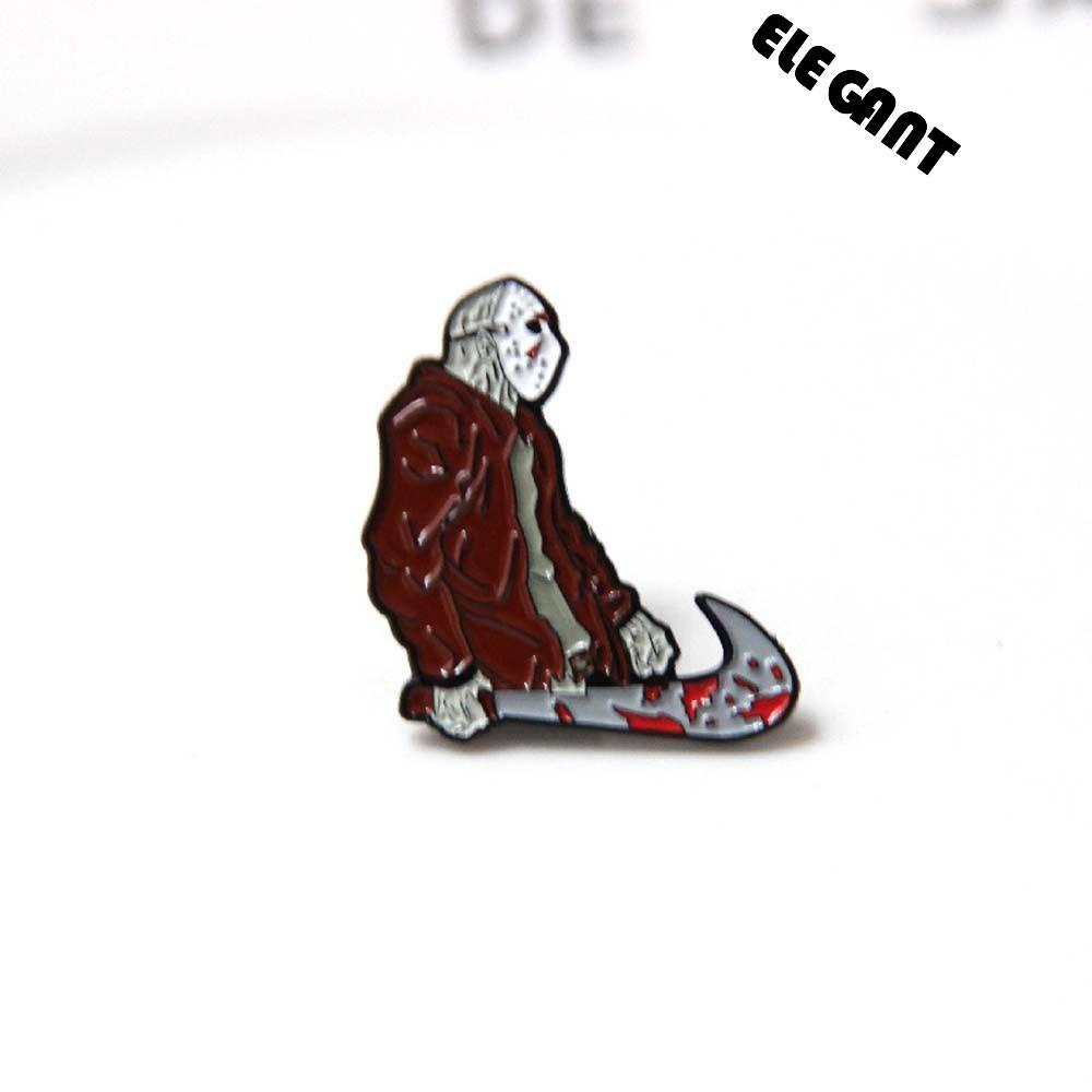 [Elegan] Horror Film Bros Hadiah Untuk Wanita Pria Kerah Bros Kerah Bros Horror Film the 13th Jason Badge Pin Lapel Pin Bros Pin