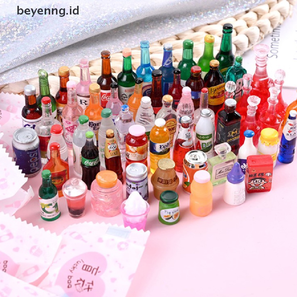 Beyen 10pcs Mainan Relif Stres Makanan Simulasi Miniatur Non-Ulang Mini Minum ID