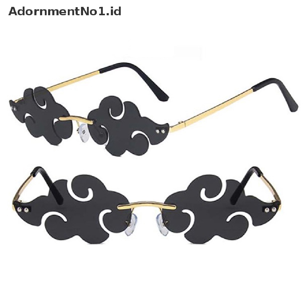 [AdornmentNo1] 1pc Anime Red Cloud Rimless Gothic Glasses Cosplay Eyewear Punk Sunglasses [ID]