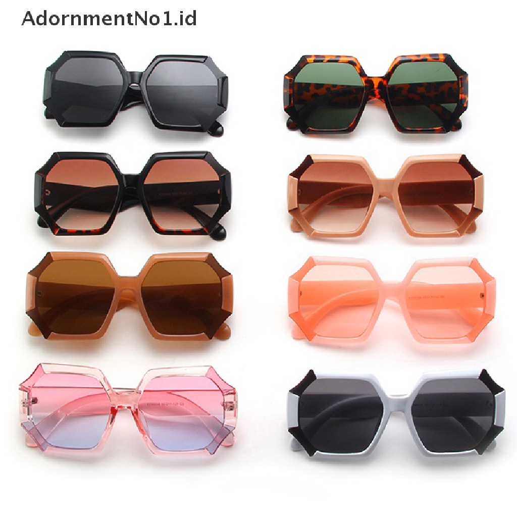 [AdornmentNo1] Kacamata Hitam Kotak Poligonal Unik Untuk Wanita Klasik Retro Vintage Big Shades [ID]