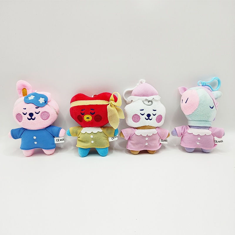 Piyama Kartun KPOP Desain BT21 Mainan Mewah BTS CHIMMY COOKY KOYA RJ SHOOKY TATA Mainan Lembut Boneka Gantungan Kunci 9-12CM