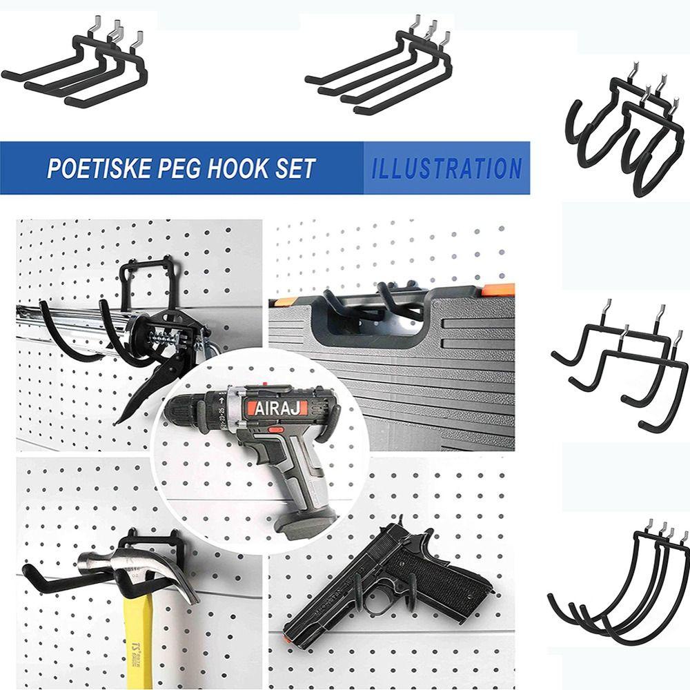 Chookyy Kait Penyimpanan Garasi Sepeda Baja Heavy Duty Hooks Pegboard Drill Holder Pegboard Power Tool Holder Lubang Rak Piring Rak Gantungan