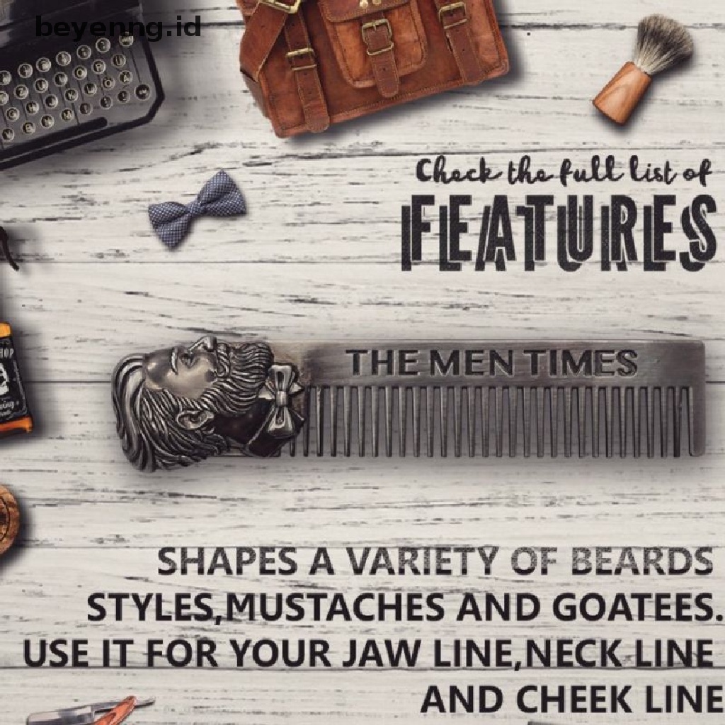 Beyen 1Pc Gentelman Barber Styling Alat Sisir Logam Stainless Steel Pria Jenggot Comb ID