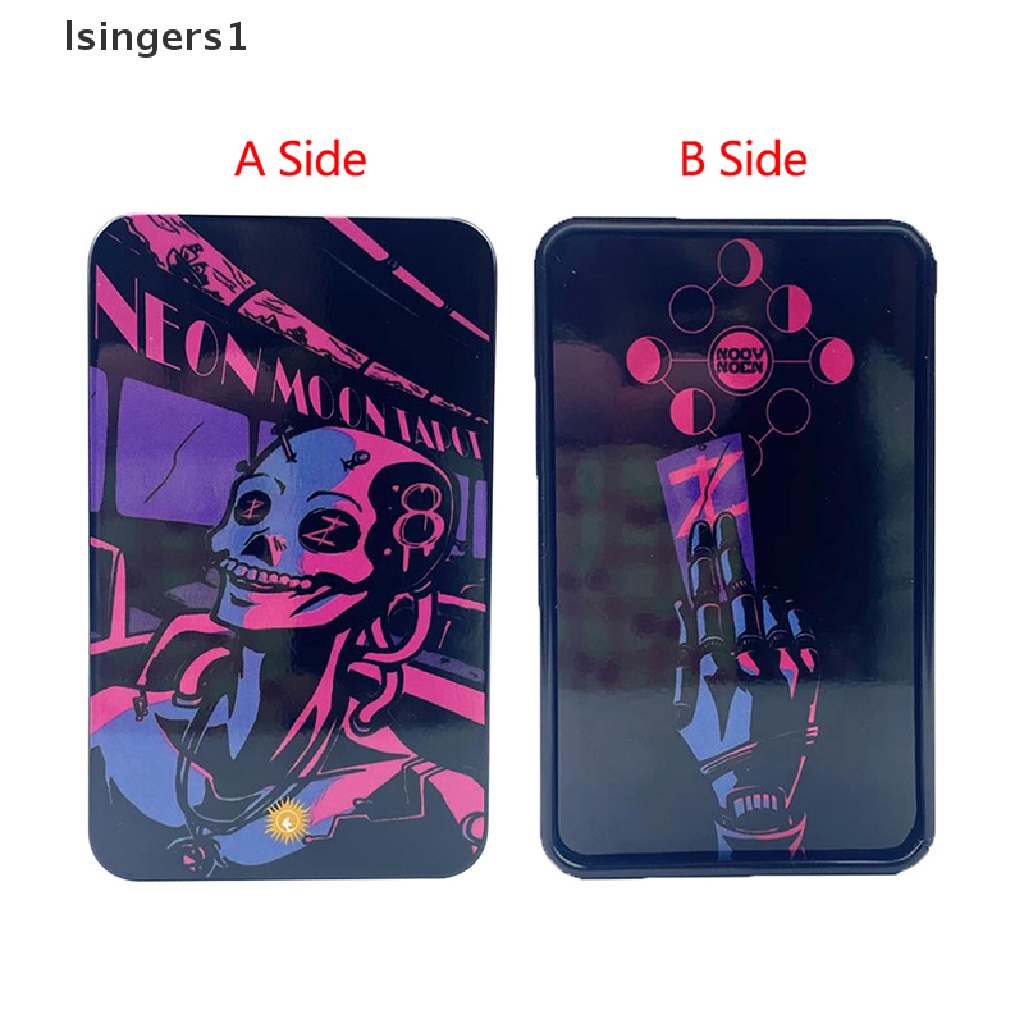 [lsingers1] Kotak Besi Neon Bulan Tarot Kartu Ramalan Deck Kartu Permainan Pesta w/Butik Manual