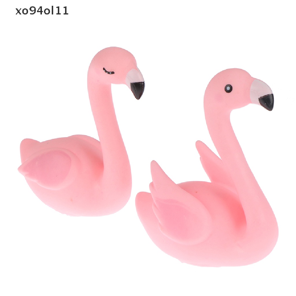 Xo 1pasang Flamingo Pink Hiasan Kue Cake Topper Dekorasi Pesta Ulang Tahun Pernikahan Dessert Hadiah Hari Ibu Hawaii Party Decor Ornament OL