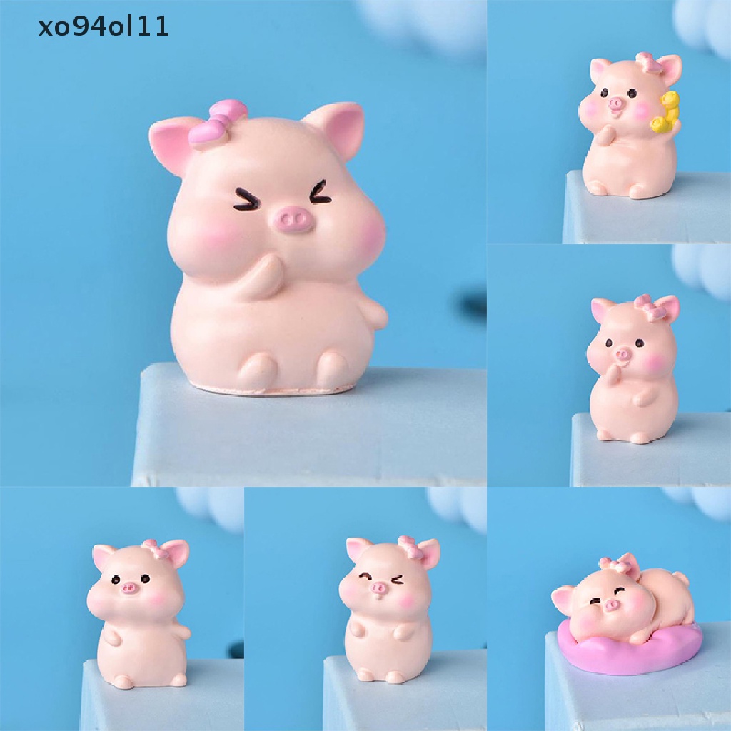 Xo 1/6pc Resin Mini Patung Babi Lucu Lanskap Mikro Peri Dekorasi Taman Kerajinan Hadiah OL