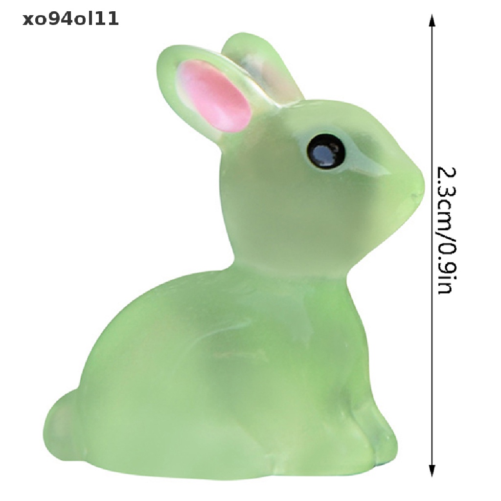 Xo 10PCS Lucu Mini Luminous Resin Bunnies Ornamen Glow Miniatur Kelinci OL