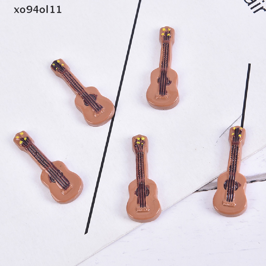 Xo 5Pcs Rumah Boneka Miniatur Gitar Aksesoris Instrumen DIY Bagian OL