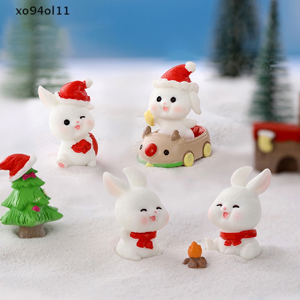 Xo Miniatur Ornamen Kelinci Natal Lucu Micro Landscape Bunny Untuk Dekorasi Rumah OL