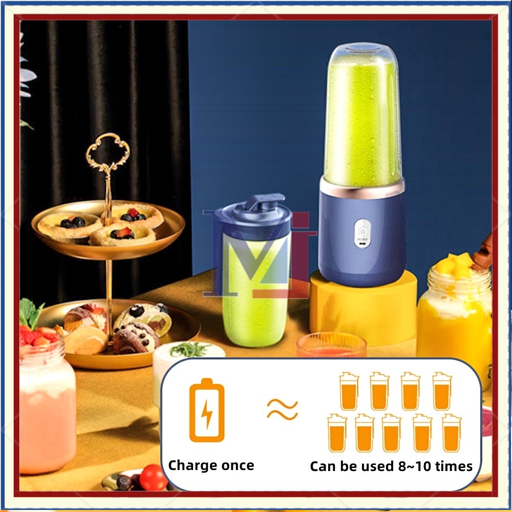 【COD】Juice Blender Portable Mini Juicer 6 Mata Blender Pembuat Jus Elektrik Rechargeable Mini Mixer Ice Crusher 400ML