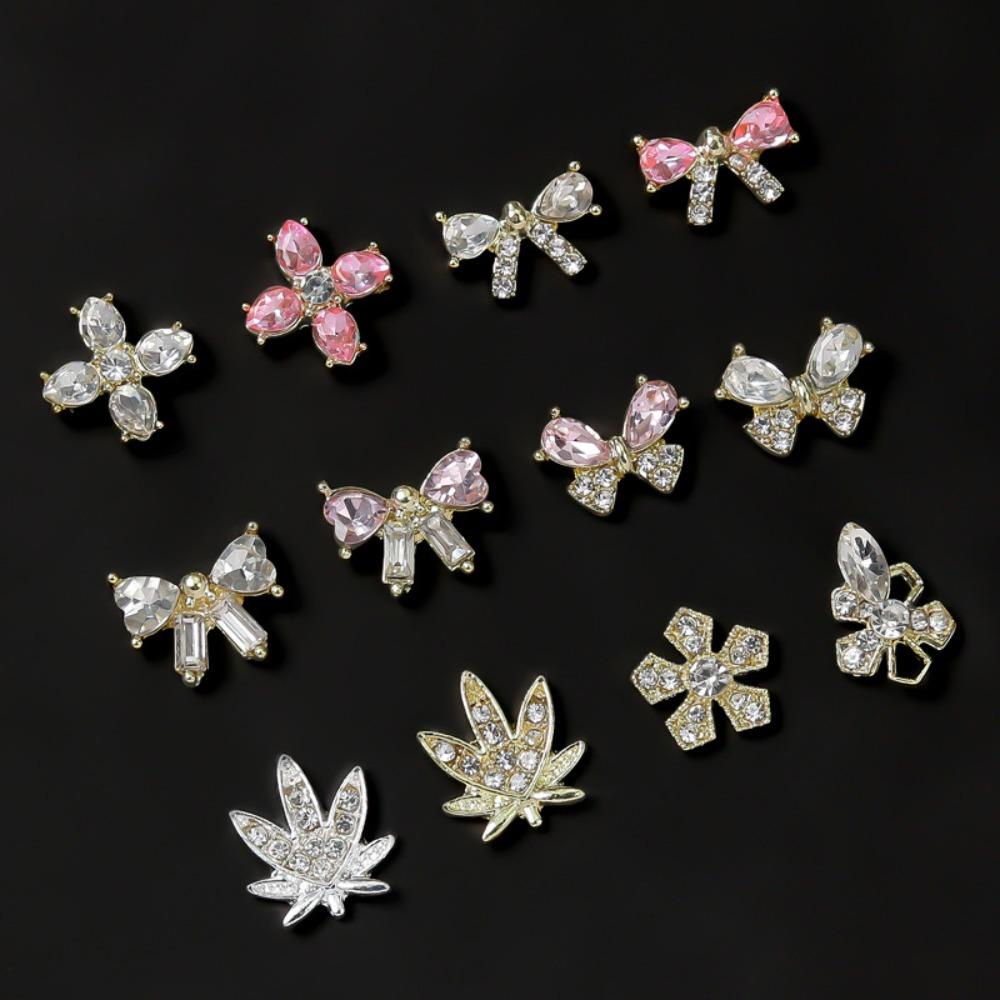 AUGUSTINA Agustina Kuku Berlian Imitasi Wanita Fashion Ikatan Simpul Western Empress Dowager Alloy Cross Jepang Nail Art 3D Nail Art Drills