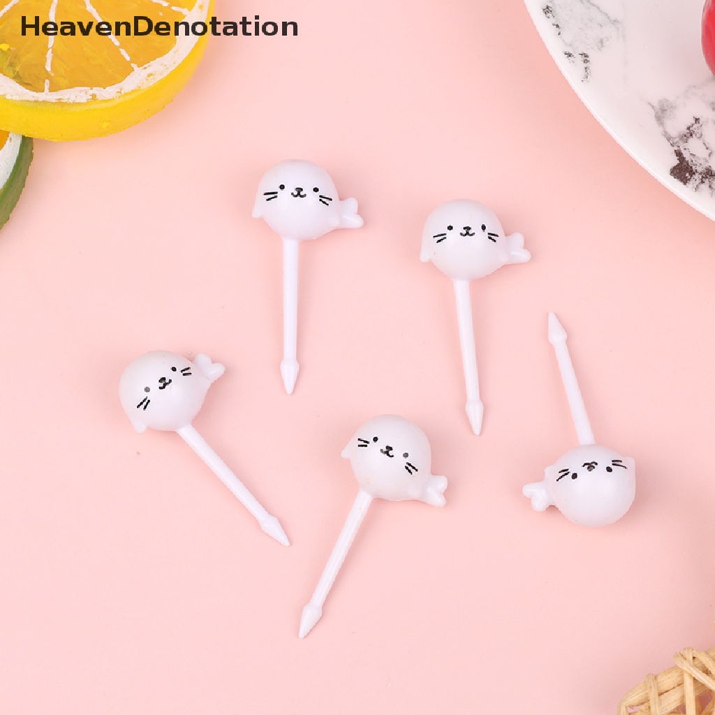 [HeavenDenotation] 5pcs Dolphin Fruit Fork Kue Buah Tusuk Gigi Bento Lunch Bento Dekorasi Pesta HDV