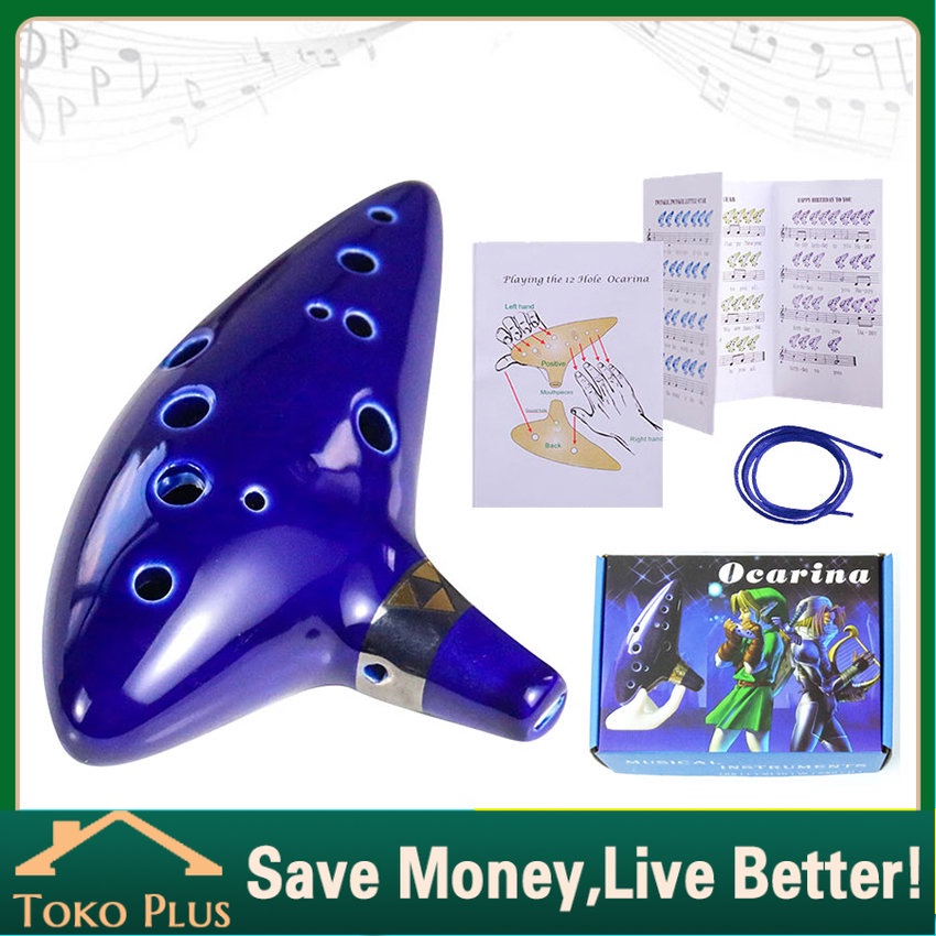 Murah Seruling Ocarina 12 Lubang Bahan Keramik Alto C Legend of Time Zelda Ocarina Flute Ocarina