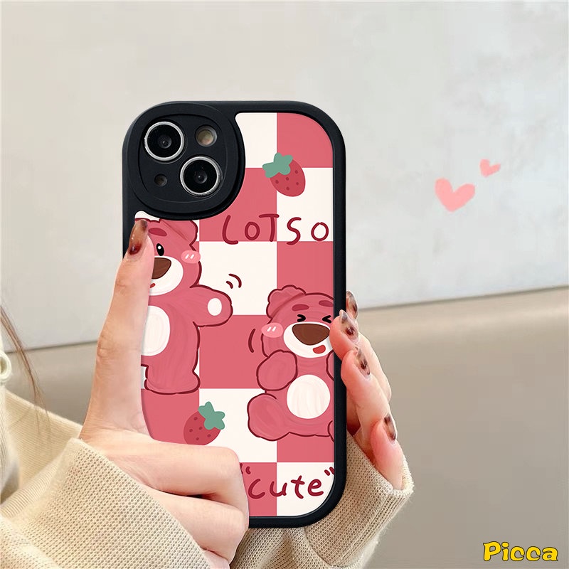 Cute Strawberry Bear Manyo Case Infinix Hot 10 Lite 10T 11 10s 11s Note8 Hot 10T 11 10s 11s 10 9 Play Smart5 6 Kartun Winnie The Pooh Casing Pasangan Lembut Tpu Silicon Penutup Belakang