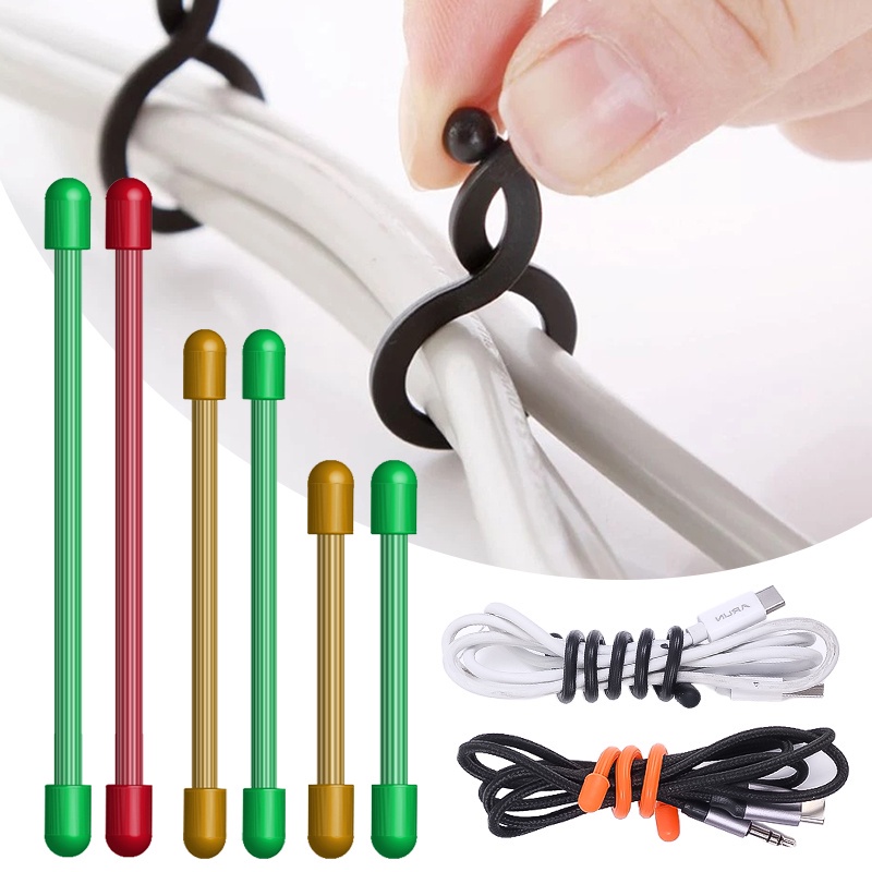 Kabel Data Winder Silikon Warna Acak 3per6 /12Inch/Kabel Cas Reusable Mouse Wire Binding Rope