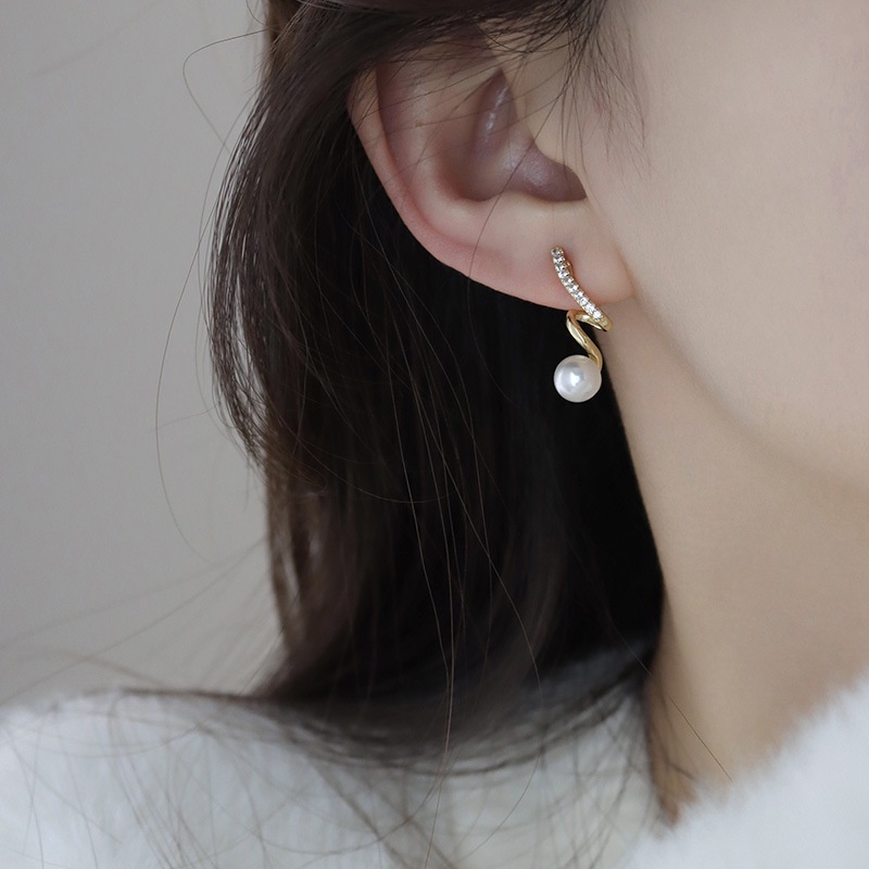 Ifyou Anting Mutiara Emas Kristal Aesthetic Kait Earring Untuk Wanita Retro Aksesoris Perhiasan